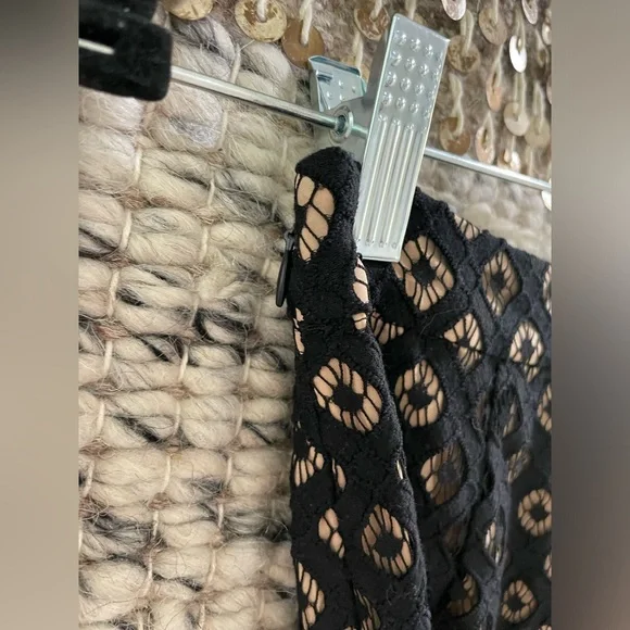 🖤 Current Air Anthropologie black embroidered lace ruffled midi skirt sz S - Picture 9 of 13